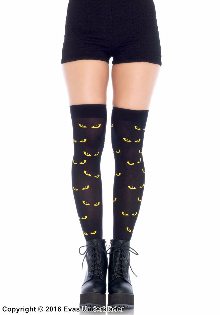 Thigh high stay-ups, spooky eyes